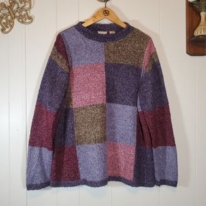 Vintage Fashion Bug Color Block Purple Pink Y2K 2000's Sweater Plus Size 18/20